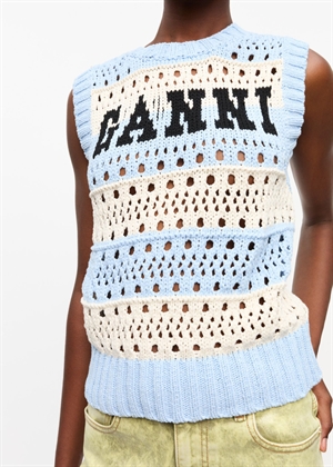 Cotton mix striped vest Soft Chambray K2486 Ganni 